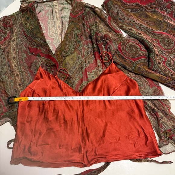 Kay Unger NY beautiful 3 piece set Pants, camo, wrap over shirt size 10 - Picture 6 of 11